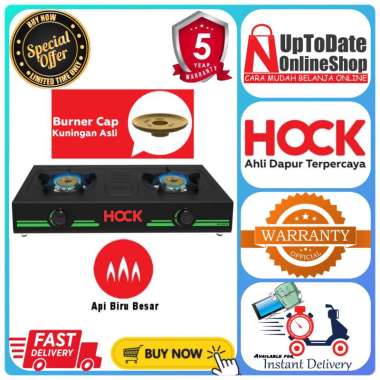 KOMPOR GAS 2 TUNGKU HOCK HP-200EV HP200EV FULL BURNER KUNINGAN API BIRU