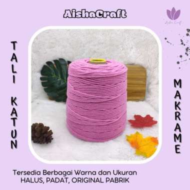 Tali Katun Macrame 3mm 1kg 3ply WARNA Super Premium Twist Murah Pink