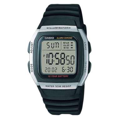 Casio Standard W-96H-1AVDF - Quartz- 10 Year Battery - Resin Band [MACHTWATCH] HItam