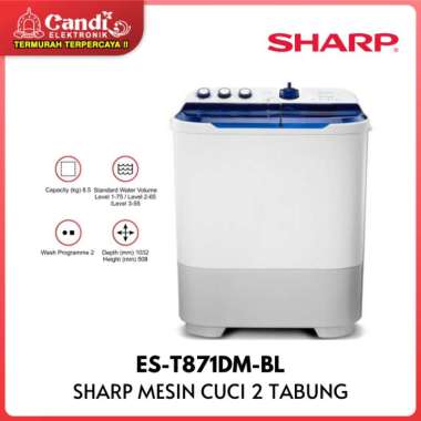 SHARP MESIN CUCI 2 TABUNG 8,5 KG ES-T871DM-BL