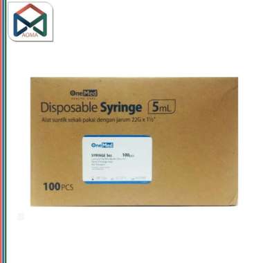 SYRINGE ONEMED 5 CC/ JARUM SUNTIK ONEMED 5 ML 1 BOX ISI 100PCS