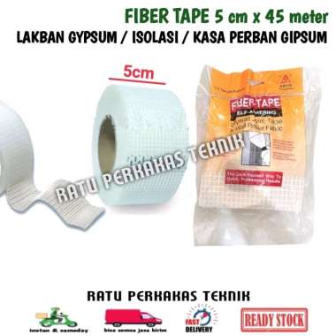 LAKBAN GIPSUM KASA FIBER TAPE 5 CM X 45 M ISOLASI PENAMBAL / TAMBAL SELA CELAH SAMBUNGAN ASBES GYPSU