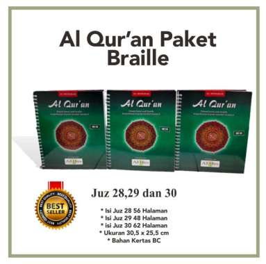 Al Quran Braille Juz 28 Juz 29 Juz 30 Paket Hemat Putih
