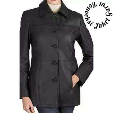 Jaket Kulit Wanita Terbaru Blazer Coat Sintetis Rapih Kantoran XXL Hitam