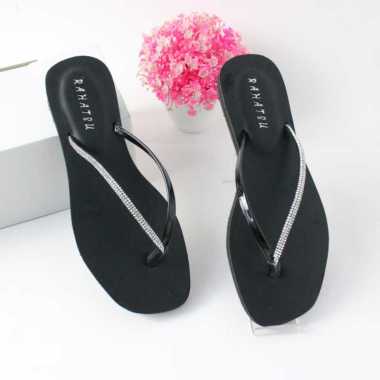 Sandal Jepit Wanita Terbaru Motif Mutiara 2023 40 Hitam