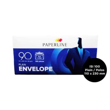 PAPERLINE PLAIN ENVELOPE 110 X 230 MM ISI 100 PCS AMPLOP PUTIH POLOS Putih