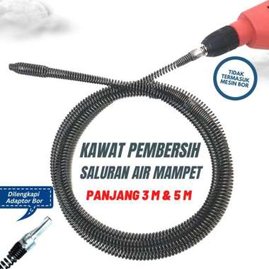 Pipe Cleaner Kawat Pembersih Saluran Pipa Mampet Dengan Adaptor Bor 5 Meter