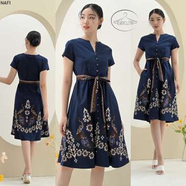 Evercloth Nafi Dress Batik Wanita Dress Wanita Batik Couple Dress Pita JUMBO