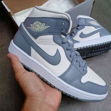 grey and white jordan mids