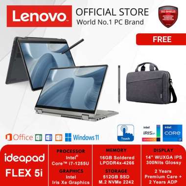 LENOVO IDEAPAD FLEX 5i CORE i7-1255U 16GB 512GB WIN11+OHS STORM GREY