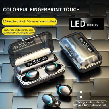 TWS F9-5 Bluetooth Headset Wireless Touch Display headset earphone desktop Black MK