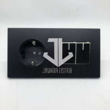 SAKLAR SERI DOUBLE PANASONIC + STOP KONTAK 2 GANG HITAM WESJP11212B