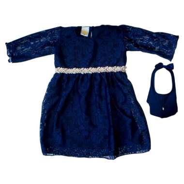 PLEU Gamis Brokat Renda Gamis Muslim Anak Perempuan 2 tahun Navy