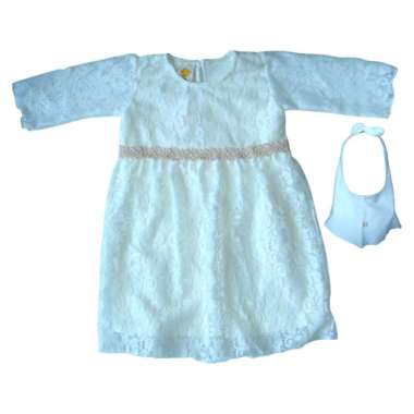 PLEU Gamis Brokat Renda Gamis Muslim Anak Perempuan 2 tahun Putih