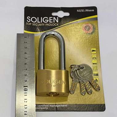 gembok kuningan asli Soligen 50mm panjang top security padlock 50 mili
