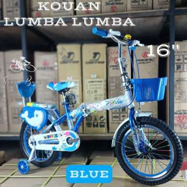 Sepeda Lipat Anak Perempuan Kouan 16 Inch Lumba Lumba Biru