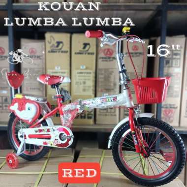Sepeda Lipat Anak Perempuan Kouan 16 Inch Lumba Lumba Merah