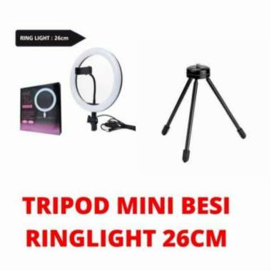 Lampu Ring Light 26 Cm + Tripod Meja Mini Besi Multicolor