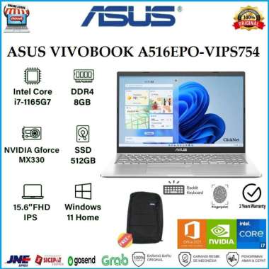 ASUS A516EPO-VIPS754 i7-1165G7 8GB 512GB SSD MX330 2GB FHD IPS W11 OHS