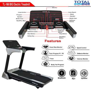 Total Fitness TL-166 TREADMILL ELECTRIC 3HP MOTOR DC 1 tahun SILVER