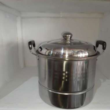Panci Dandang Steamer Stainless Tutup Kaca 24 cm
