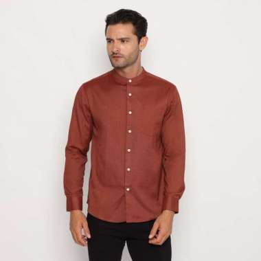 Platini Kemeja Pria Koko Shanghai Lengan Panjang Katun Oxford Merah Bata 22030 XL