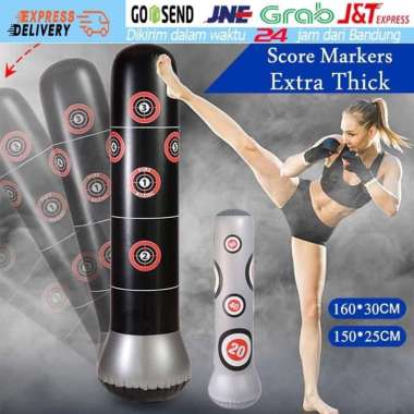1.5-1.6M Samsak/Sansak Berdiri Balon Tinju/Tendang Model Tiup Pvc Hitam-150cm