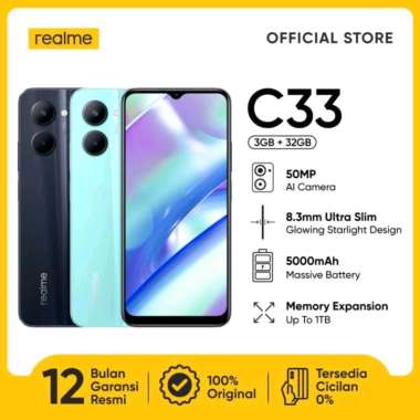 REALME C33 RAM 3/32 GARANSI RESMI + BONUS blue