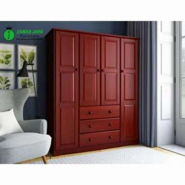 CANKA - Lemari Pakaian Baju Minimalis Kayu Jati Murah 3 Pintu