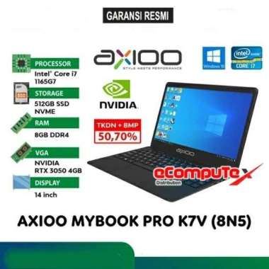 NOTEBOOK AXIOO MYBOOK PRO K7V (8N5) i7 RAM 8GB TKDN GARANSI RESMI
