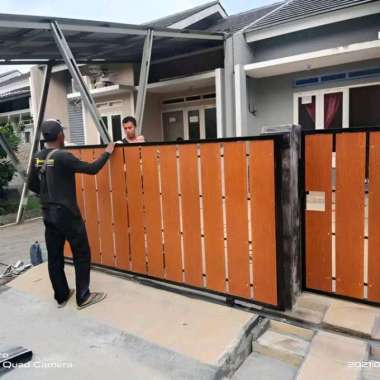 pagar minimalis grc serat kayu jati hoot Random