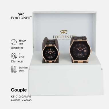 Fortuner Jam Tangan Couple Analog Stainless Tahan Air Rantai Leya Couple