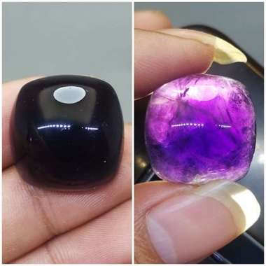 Batu Kecubung Wulung Kotak Hitam Sinar Ungu Asli (Kode 1974) Ungu Tua