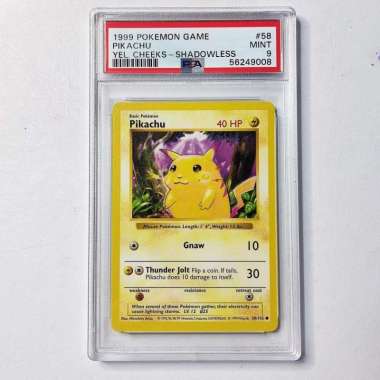 Pikachu Yellow Cheeks Shadowless 58/102 PSA 9 - Graded Pokemon Card