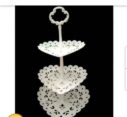 Rak Susun Plastik Love Vintage Kue 3 Tier Stand White Cup Cake Tray sweet corner . putih