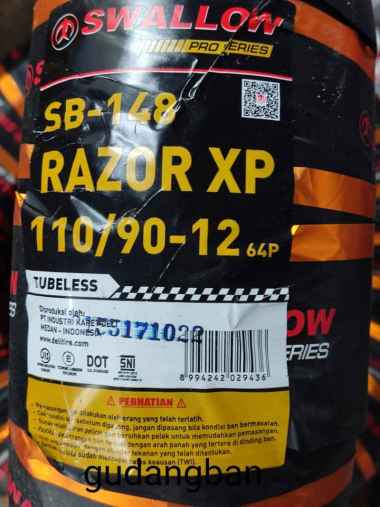 Swallow Razor XP SB148 110 90 12 SOFT RACING COMPOUND Ban luar Motor Scoopy RIng 12 Tubeless BARU OR