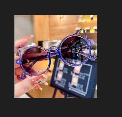 FG Kacamata Anak Kucing Kacamata Hitam Telinga Kucing Kacamata Anak Hitam Korea Import W6601 KC A Un