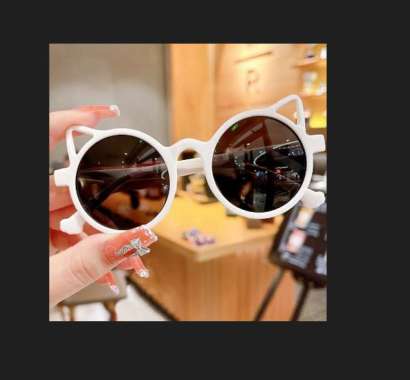 FG Kacamata Anak Kucing Kacamata Hitam Telinga Kucing Kacamata Anak Hitam Korea Import W6601 KC A Pu