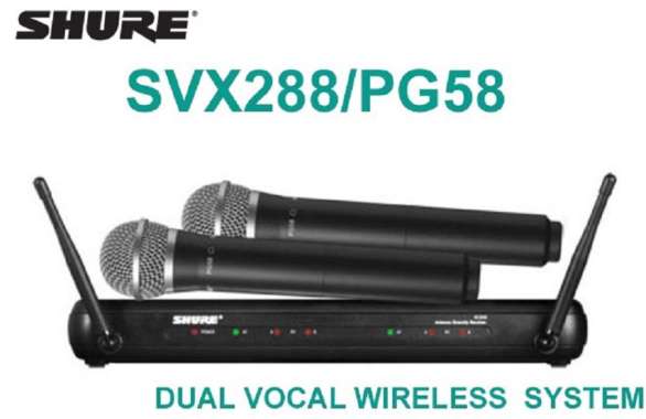 SHURE SVX288 PG58 SVX 288 PG58 Mic Wireless (2Mic Pegang)