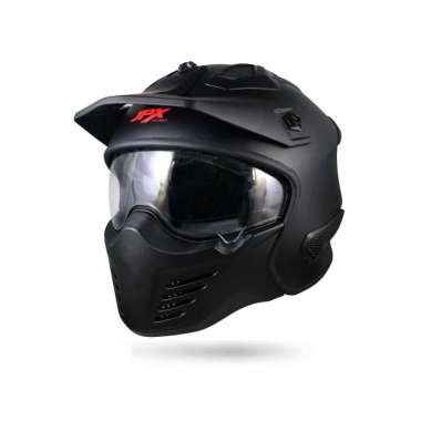 JPX Full Face MX-726R Solid Clear XXL Black Doff/Red