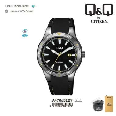 Q&Q QnQ QQ Original Arloji Jam Tangan Pria Analog - A470J522Y 5 BAR Dark Gray