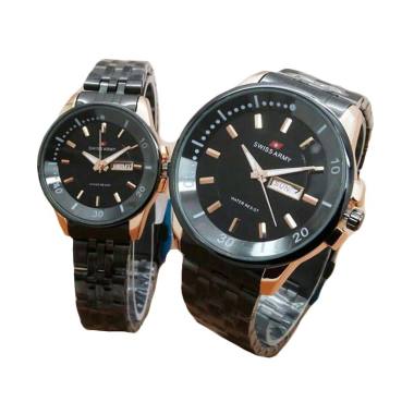 Swiss Army SA 1501 Jam Tangan Couple - Black Gold
