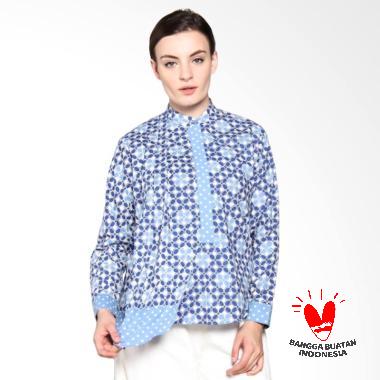 SIMPLE LADIES SL Batik Kawung Blouse - Blue