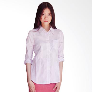 Adore Ladies Salur Kemeja Wanita - Putih Ungu