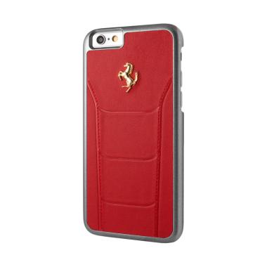 Ferrari Gold Debossed Leather Casing for iPhone 6 or 6S - Merah