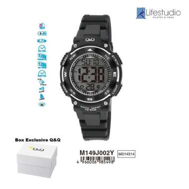Jam Tangan Wanita Casual Sporty Rubber Digital Original Q&Q QNQ QQ M149J002Y 6 Black