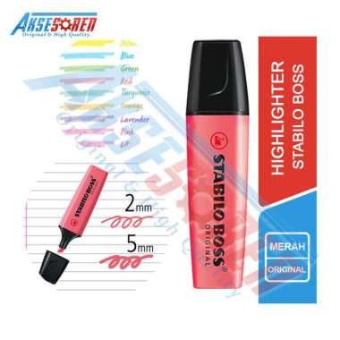 Stabilo Boss Highlighter Penanda Warna [Original] / Spidol Marker Red