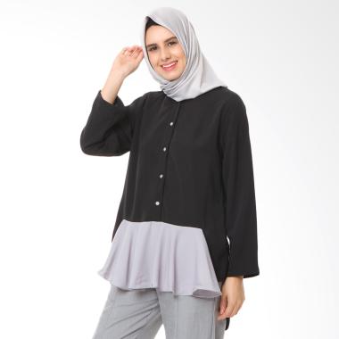 Covered Up Noura Tops Blouse Muslim Wanita - Black
