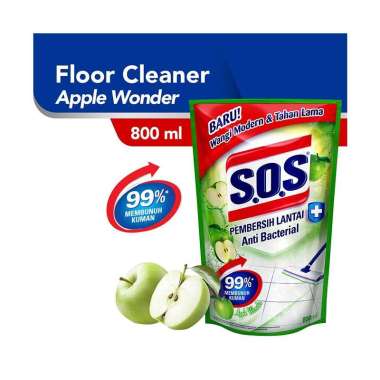 SOS Pembersih Lantai Apple Wonder Refill - Green [800 mL]