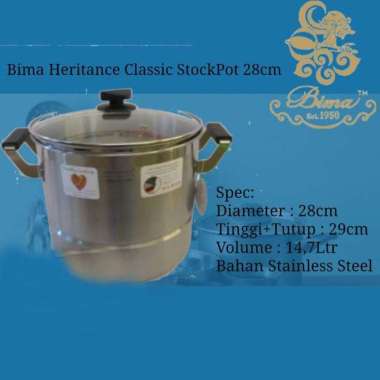 PANCI BIMA HERITANCE CLASSIC 28 CM BP120328 STOCKPOT WITH STEAMER BIMA ORI 100% Multicolor